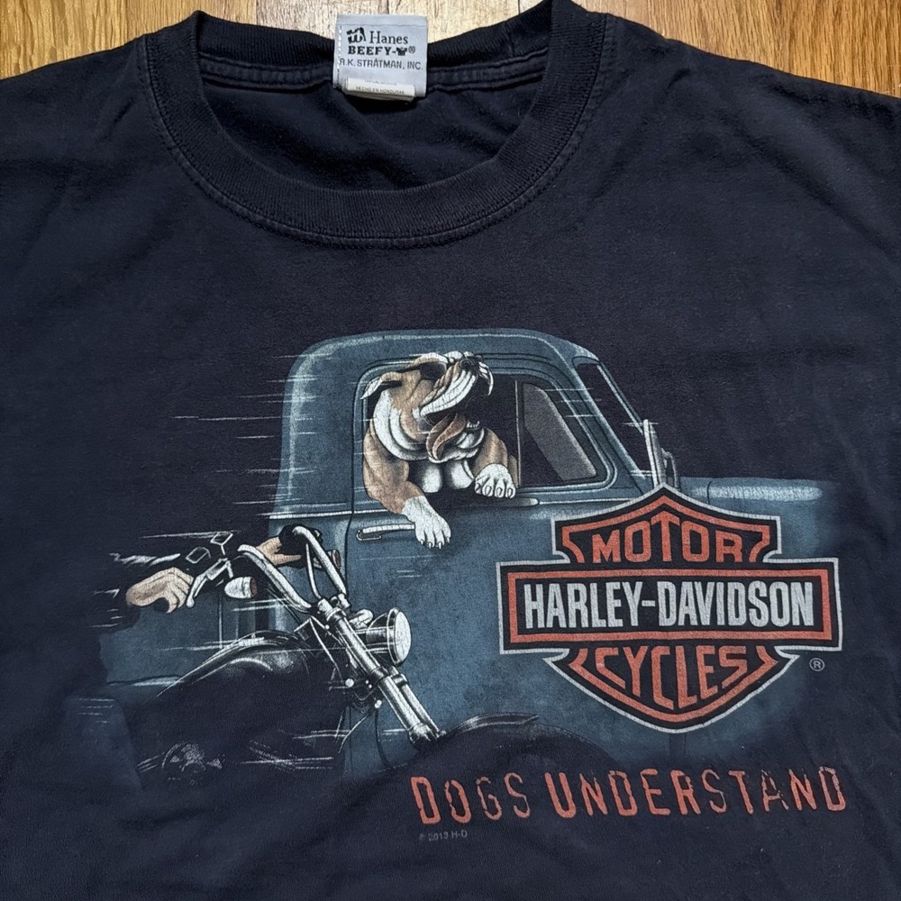 Harley-Davidson Bulldog "Dogs Understand" Graphic T-Shirt M Pirate Warwick RI.